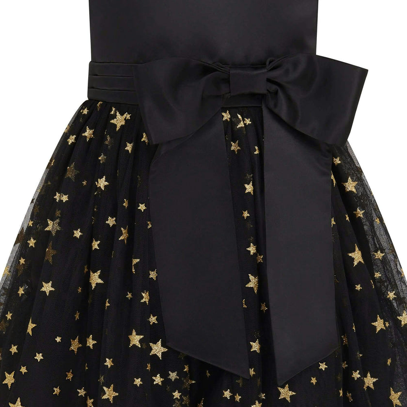 Stella Satin & Gold Star Girls Party Dress