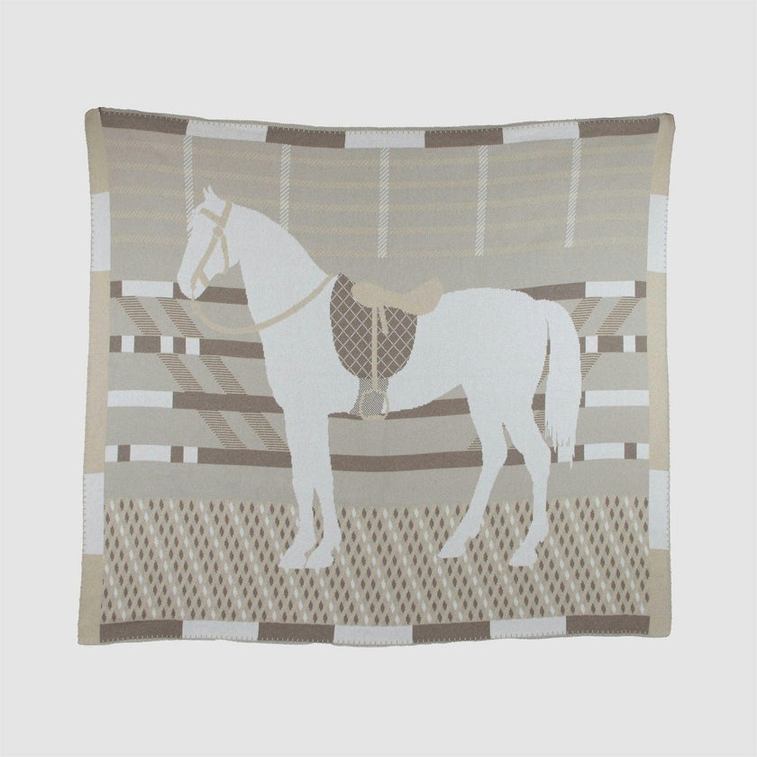 Cotton Sustainable Knit Patterned | Stripes Throw Blanket - Equestrian Cheval