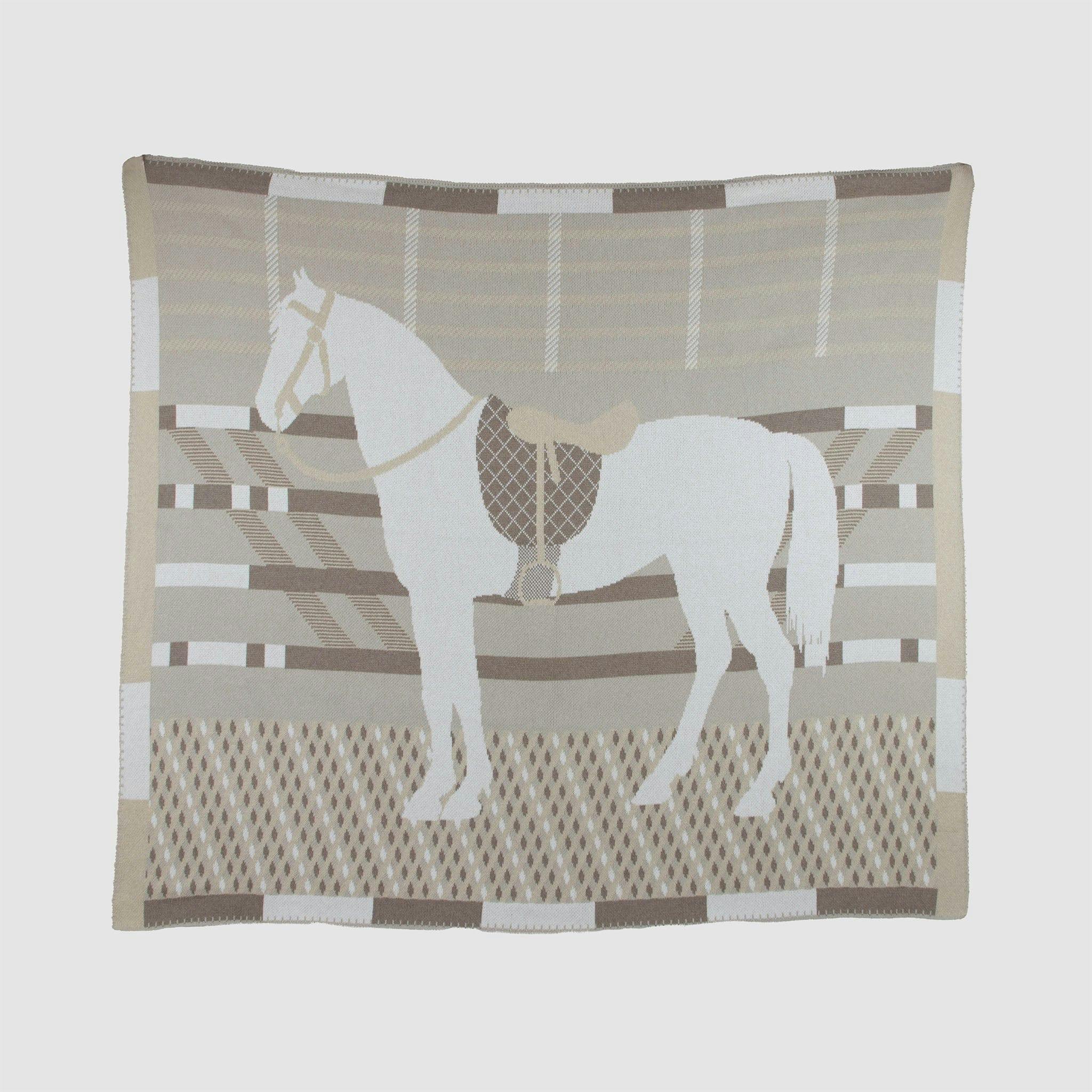 Cotton Sustainable Knit Patterned | Stripes Throw Blanket - Equestrian Cheval