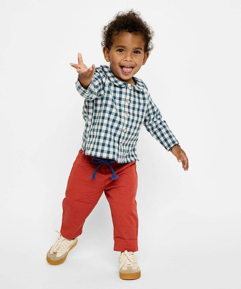 Jefferson Baby Shirt, Blue Picnic Check