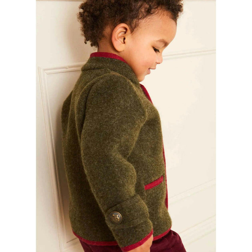 Austrian Single Breasted Contrast Trim Jacket in Green (18mths-10yrs)