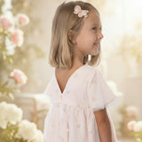 Flora Girl Dress , Pink Flower Embroidery