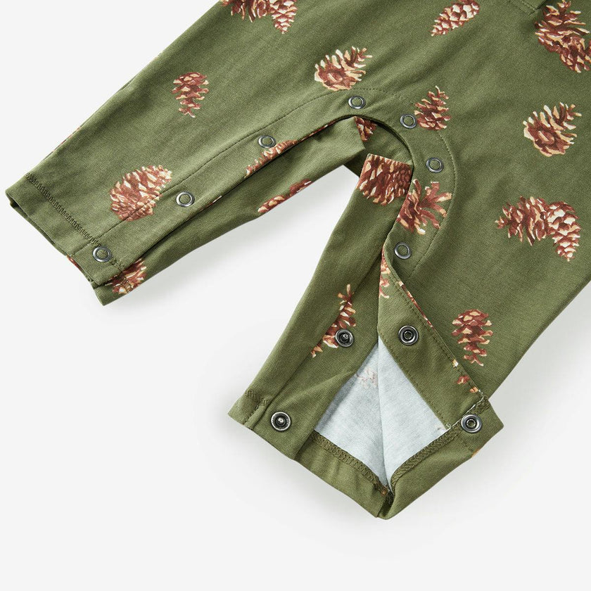 Pinecone Cotton Stretch Collar Long Sleeve Jumpsuit