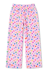 Cheerful Hearts Print Plush Pants