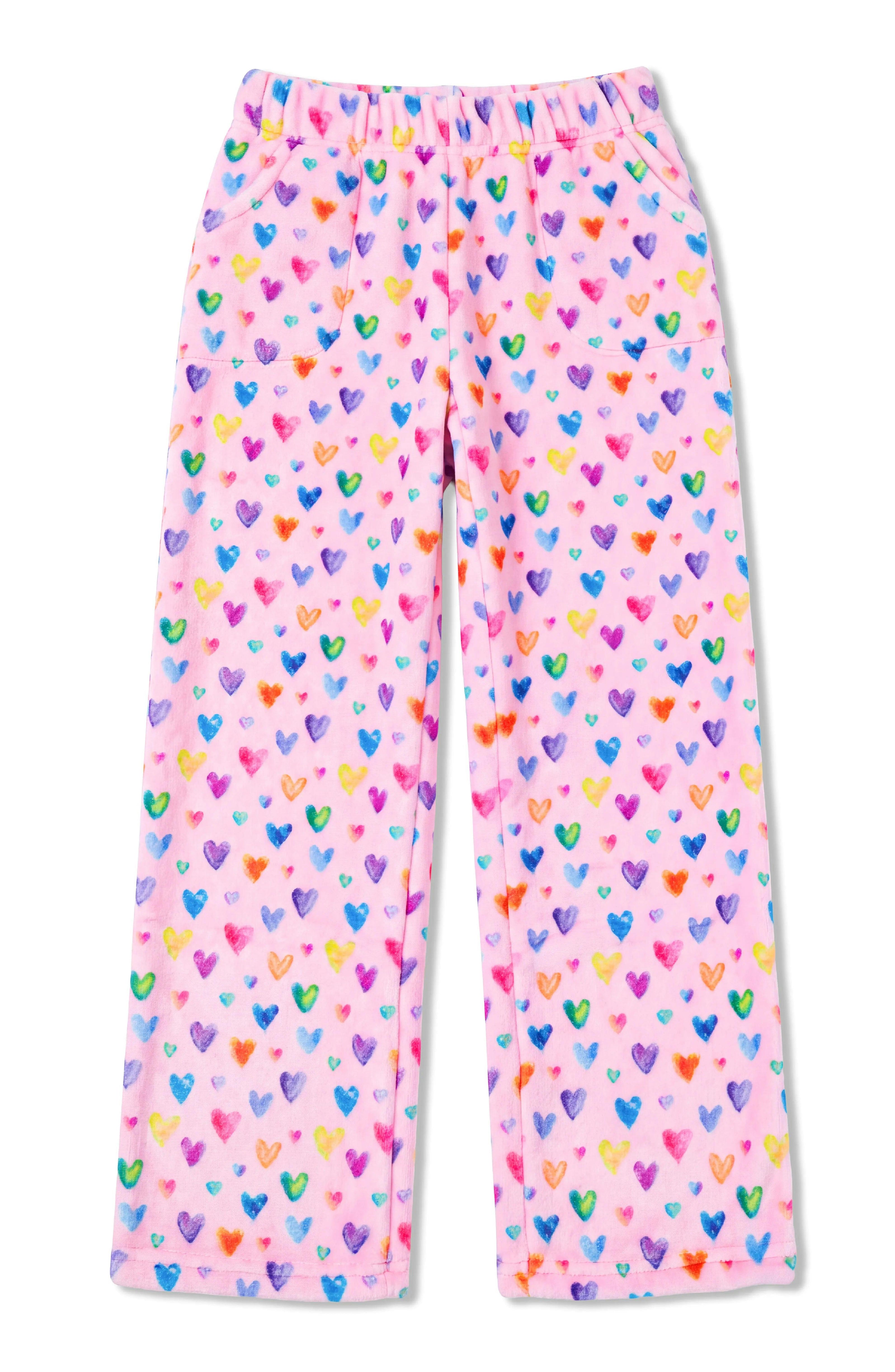 Cheerful Hearts Print Plush Pants