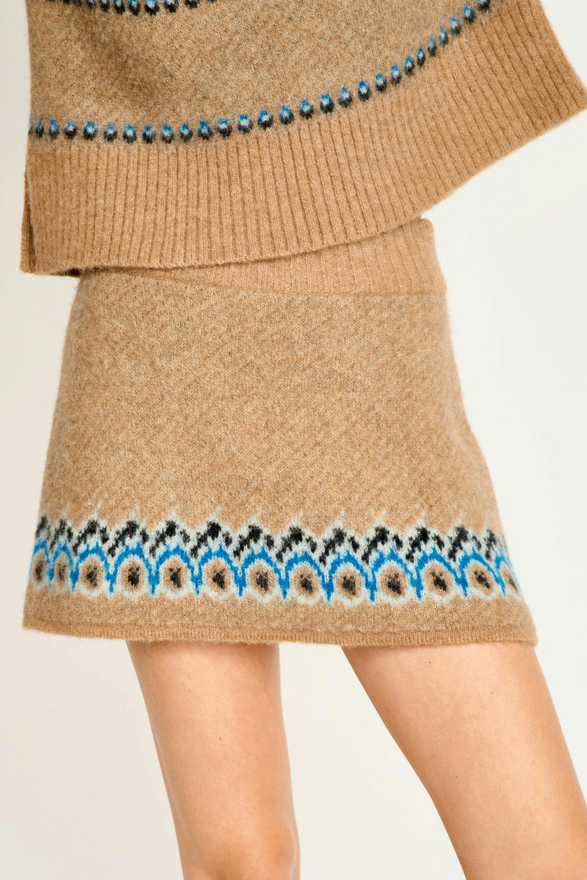 Arosa Brushed Fairisle Knit Mini Skirt in Glacial