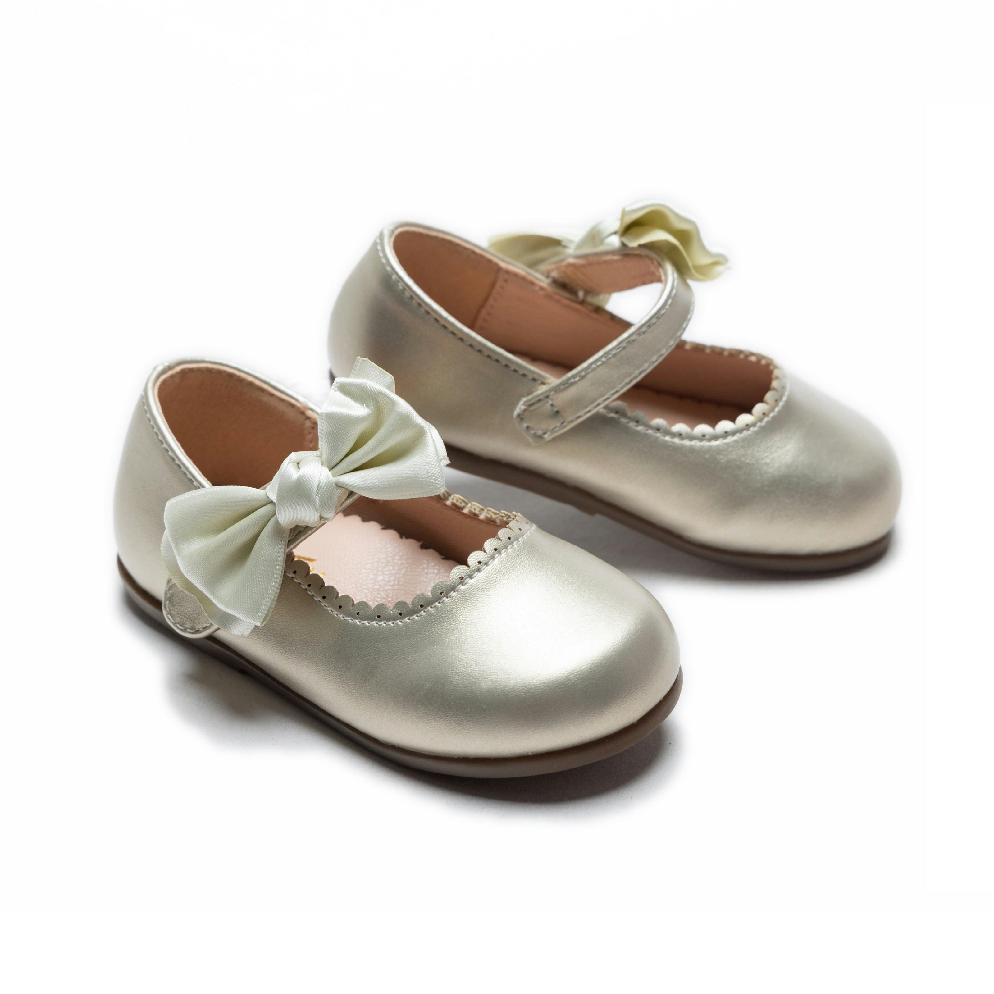 Gold Satin Elodie Bow Flats