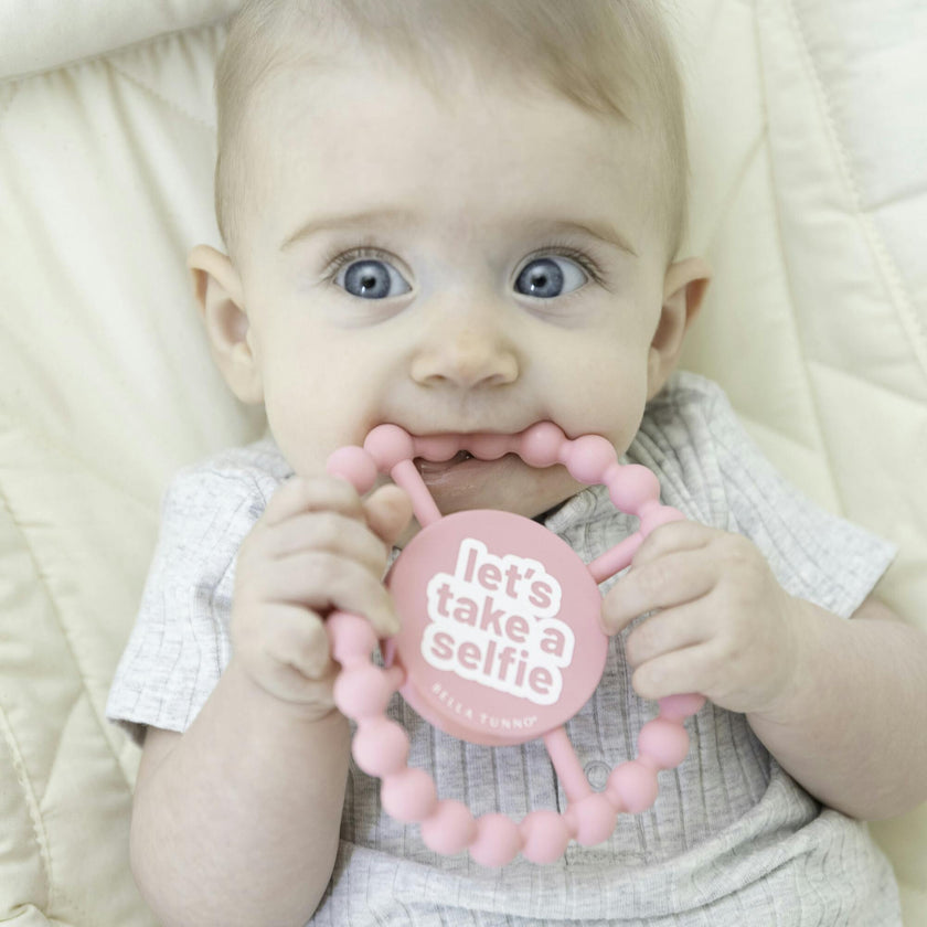Lets Take a Selfie Beaded Round Grip Silicon Teether