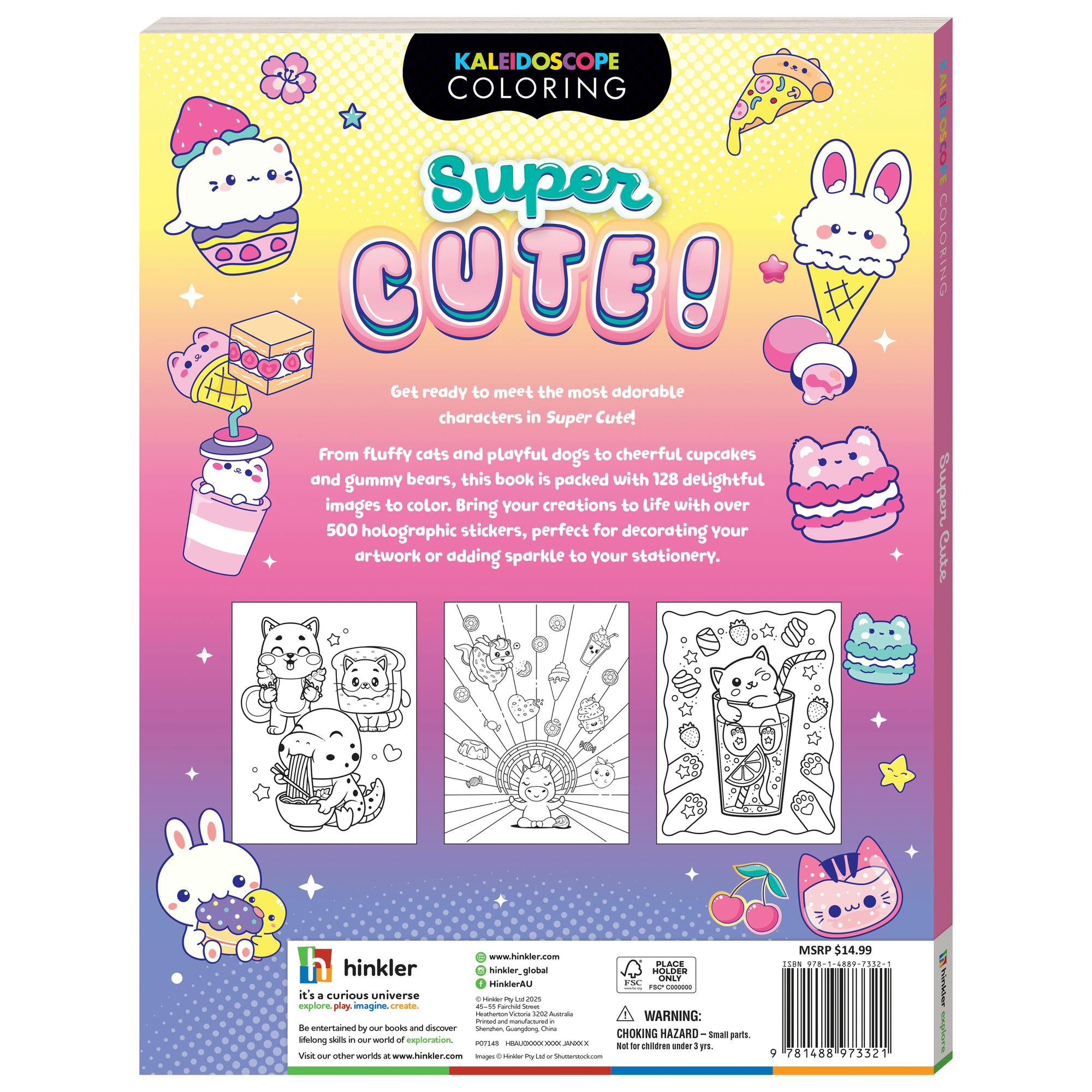 Kaleidoscope: Super Cute Sticker Coloring Book