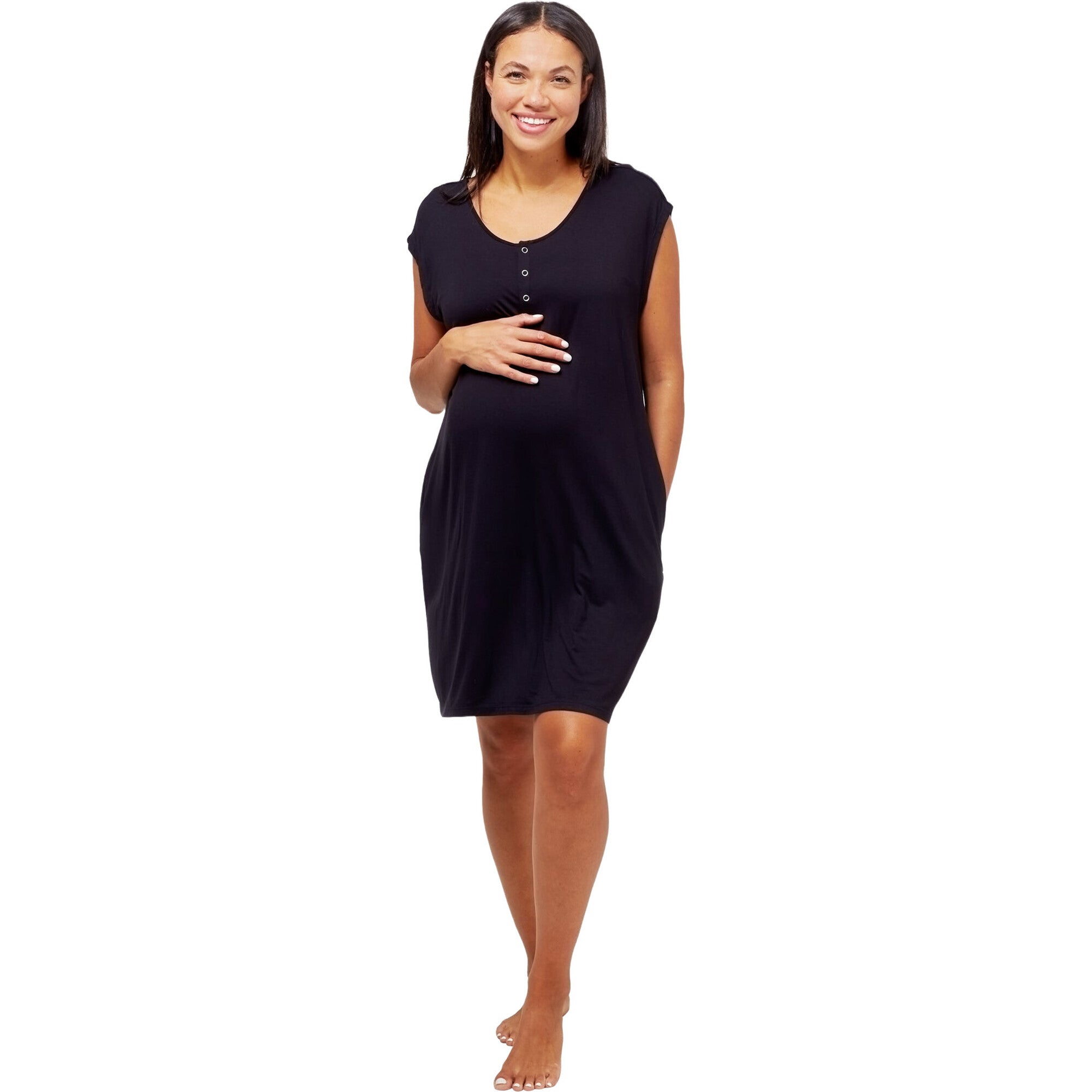 Women's Clementine Maternity & Nursing Nightie, Black