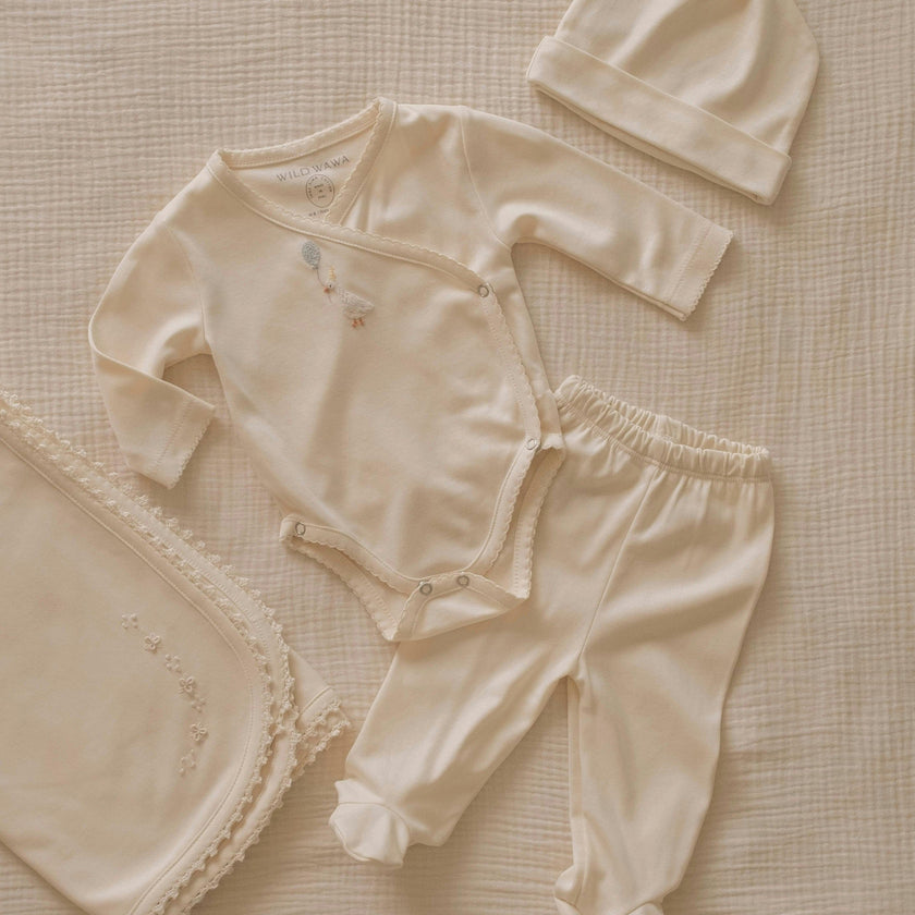 Pima Embroidered Bundle Set in Goose