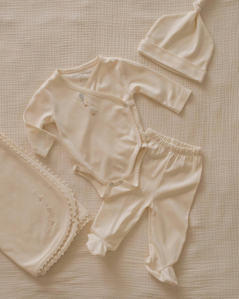 Pima Embroidered Bundle Set in Goose