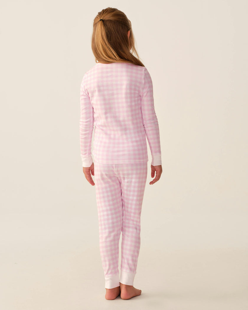 Kid's Pima Snug Fit Pajama Set in Pink Gingham