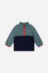Zip Mock Neck Top Pale Turquoise