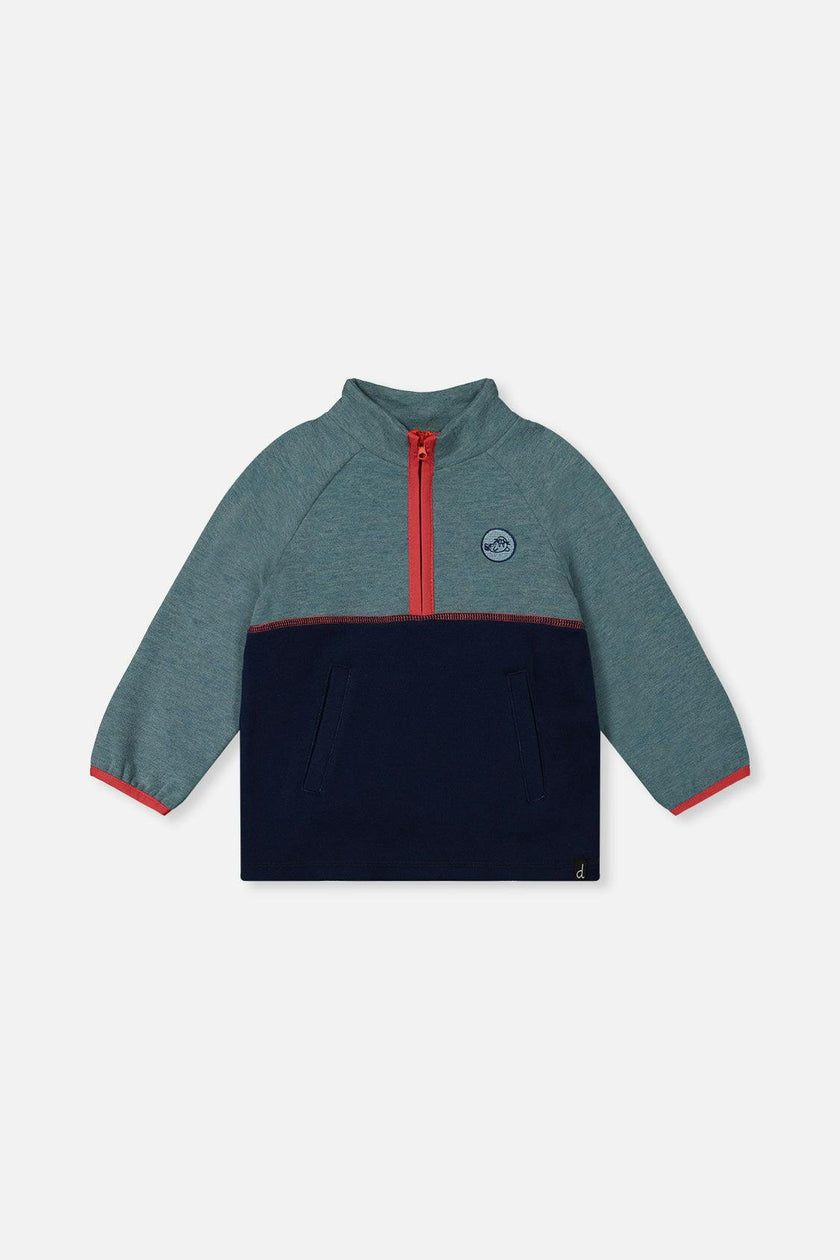 Zip Mock Neck Top Pale Turquoise