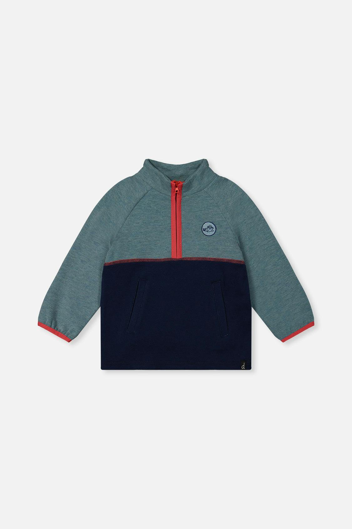 Zip Mock Neck Top Pale Turquoise