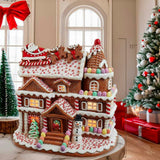 10-Inch Pre-Lit Gingerbread House With Santa