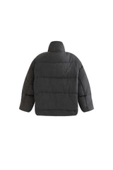 Black Puffer Jacket with High Collar