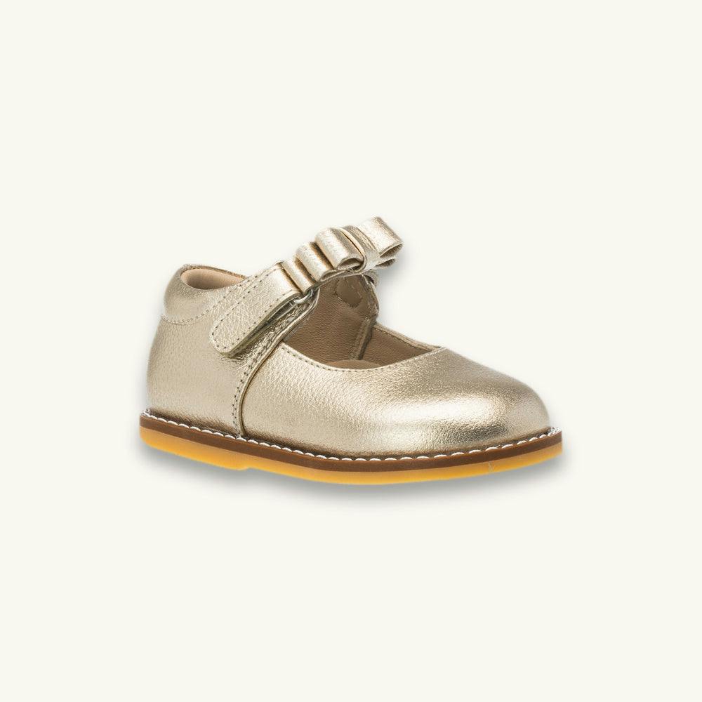 Toddler Bow Mary Jane | Gold Leather