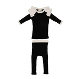 Contrast Trim & Shoulder Ruffle Top & Pant 2-Piece Set