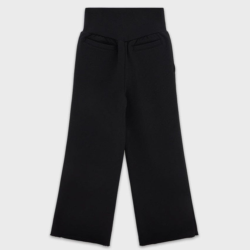 Cotton High Waisted Wide Leg Sweatpant With Raw Hem