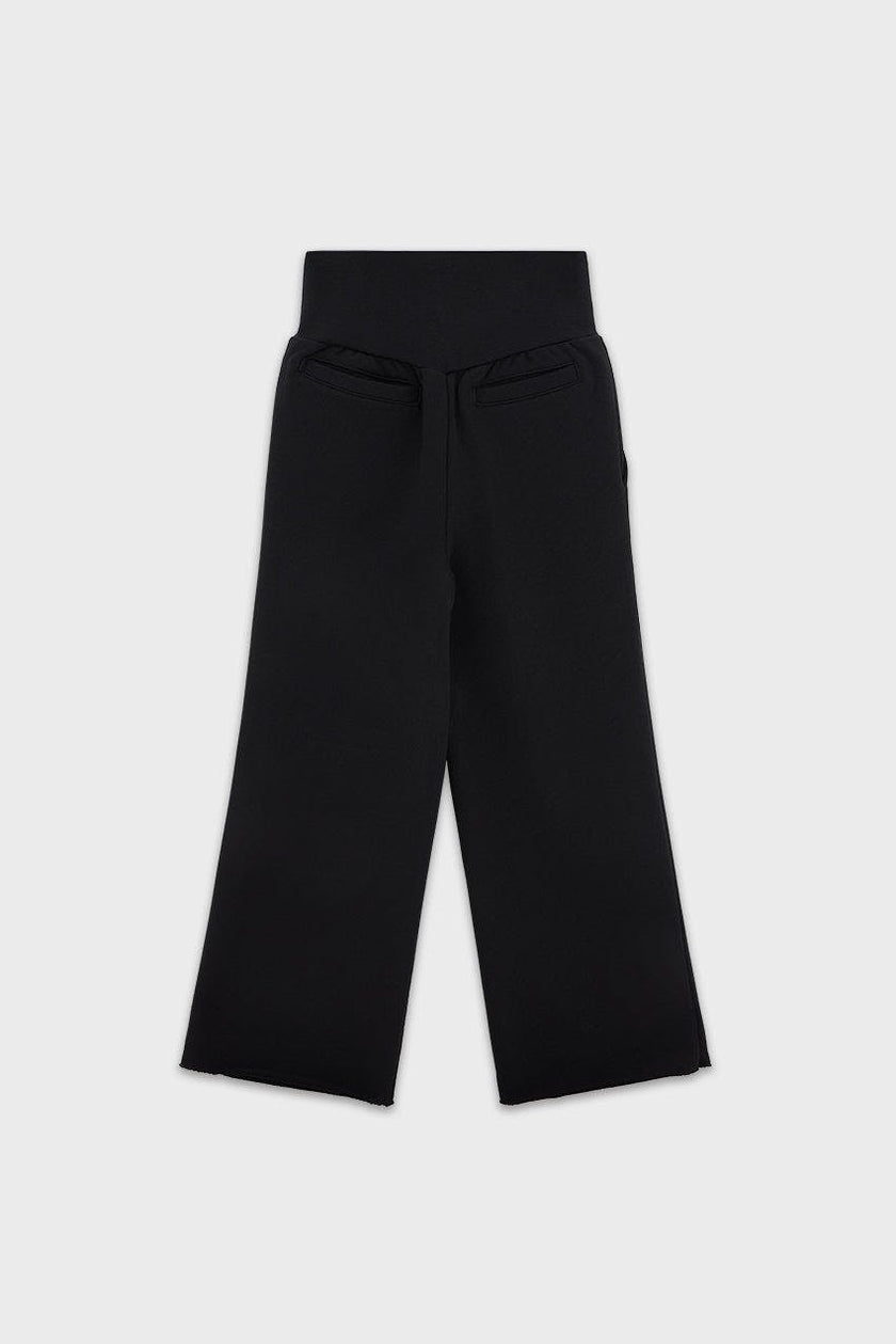 Cotton High Waisted Wide Leg Sweatpant With Raw Hem