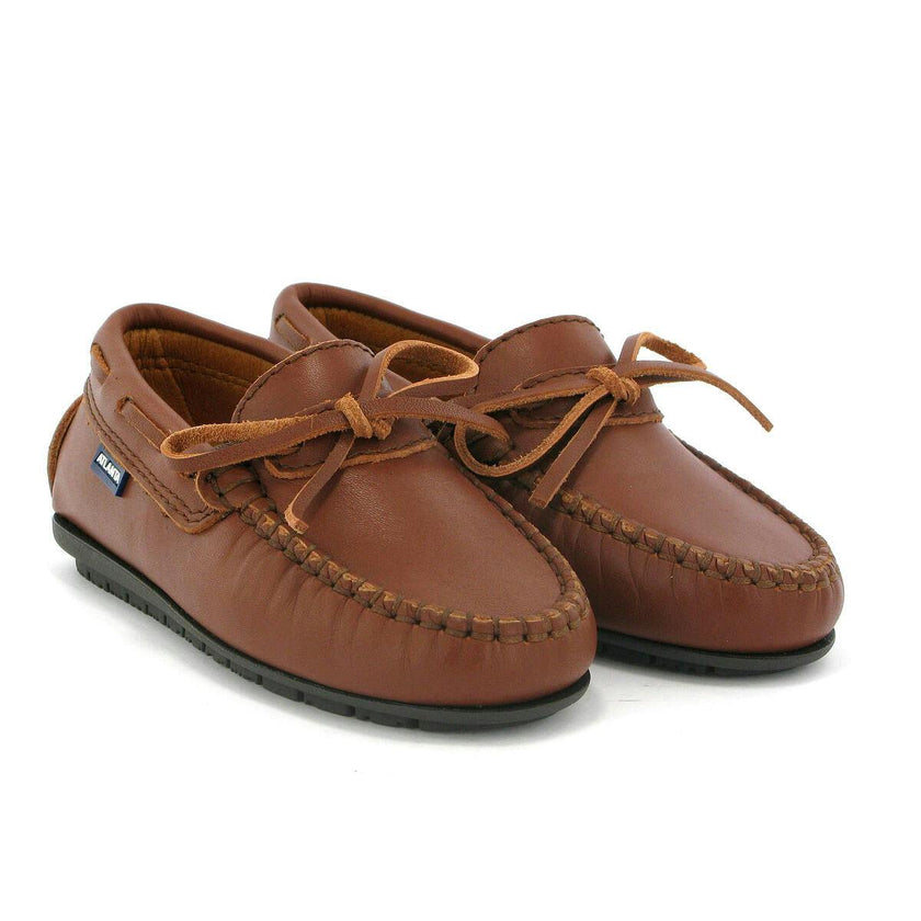 Laces Moccasin in Smooth Leather, Cuoio