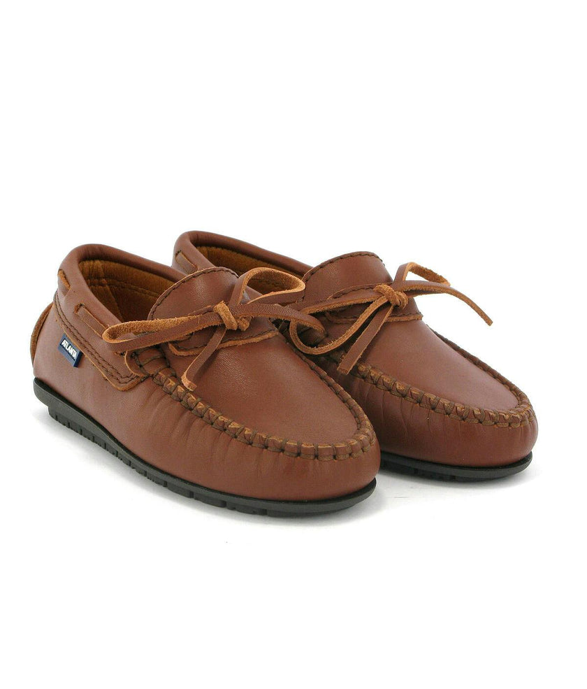 Laces Moccasin in Smooth Leather, Cuoio