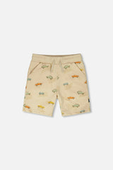 French Terry Shorts Beige Jeep Print