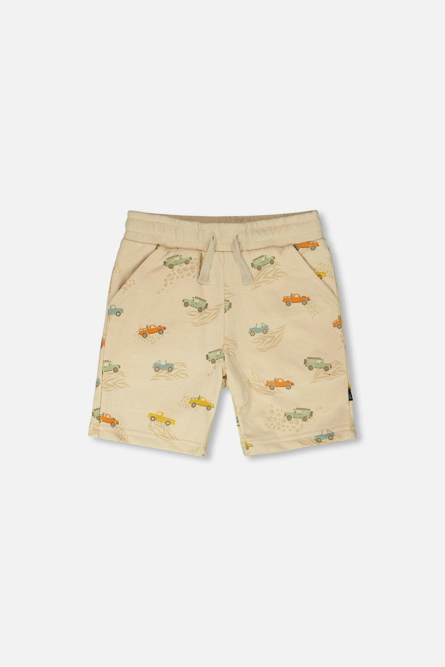 French Terry Shorts Beige Jeep Print