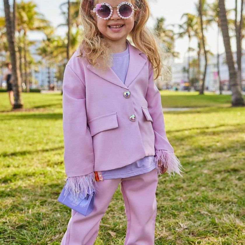Women’s Feather Trims Suit Lavender