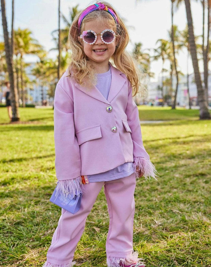 Women’s Feather Trims Suit Lavender