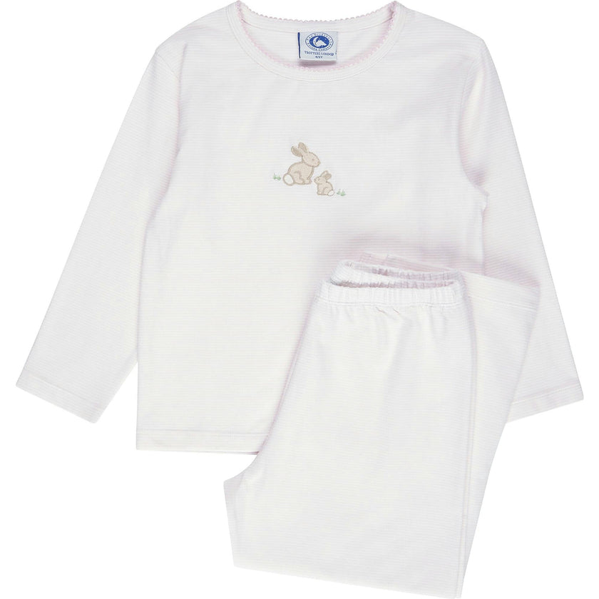 Stripy Bunny Embroidered Pajamas