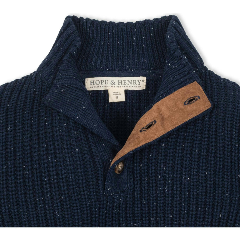 Organic Mock Neck Cardigan Stitch Sweater