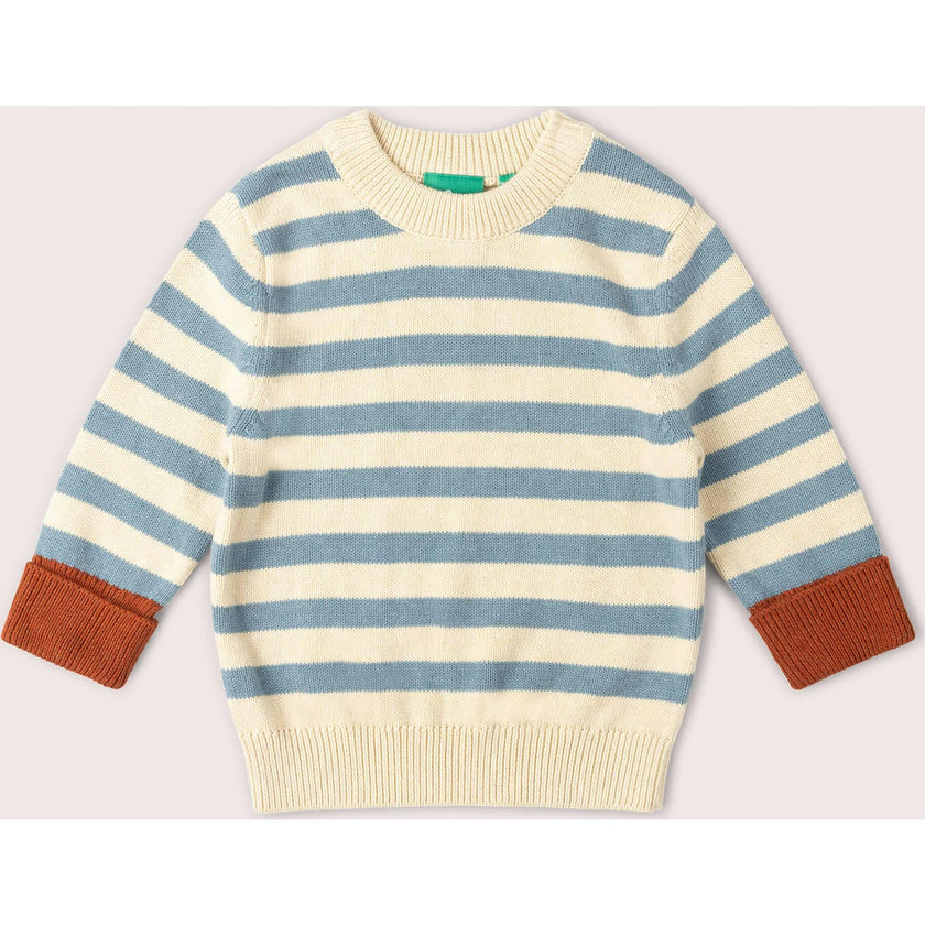 Hazy Blue Striped Knitted Jumper, Blue