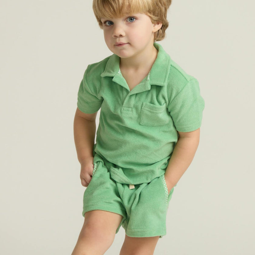 boys gustavia green french terry polo