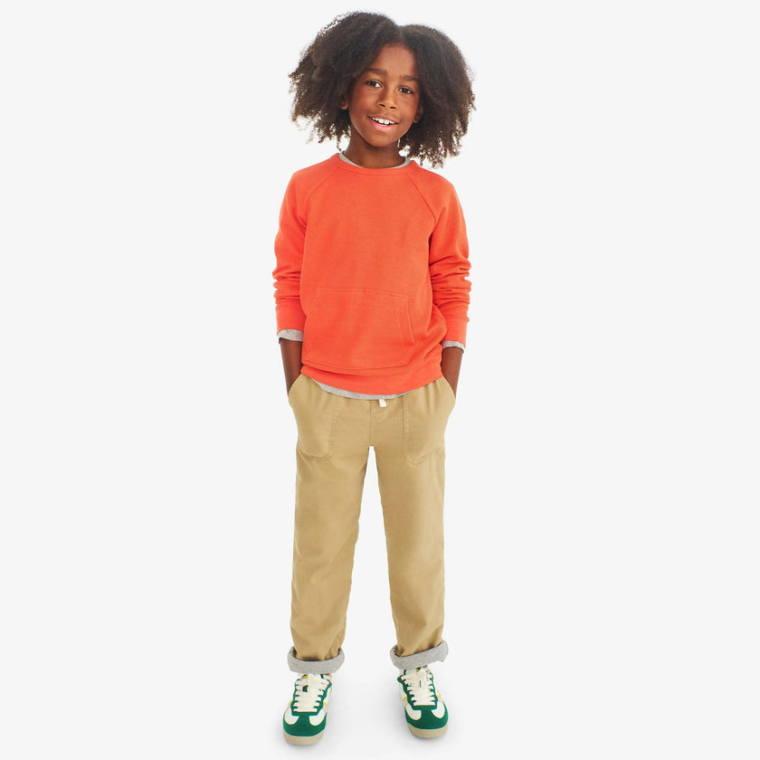 Kids heathered waffle pocket tee
