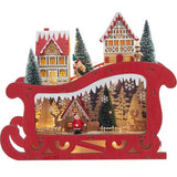 13.77-Inch Battery Operated LED Lighted Sleigh With Village Scene Table Piece