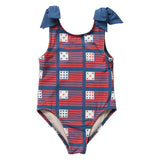 Girls Shelly Suit - Navy Flags