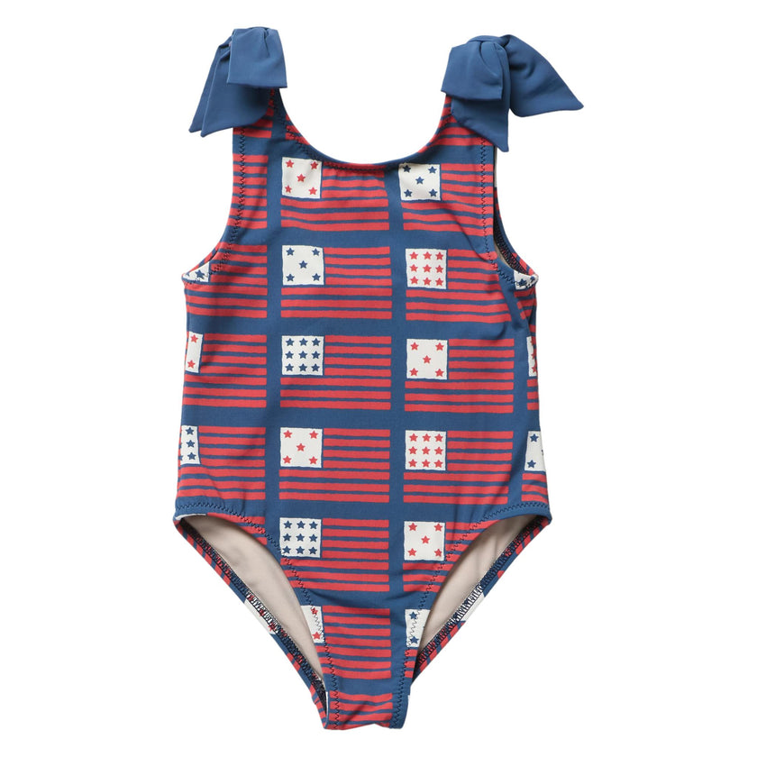 Girls Shelly Suit - Navy Flags