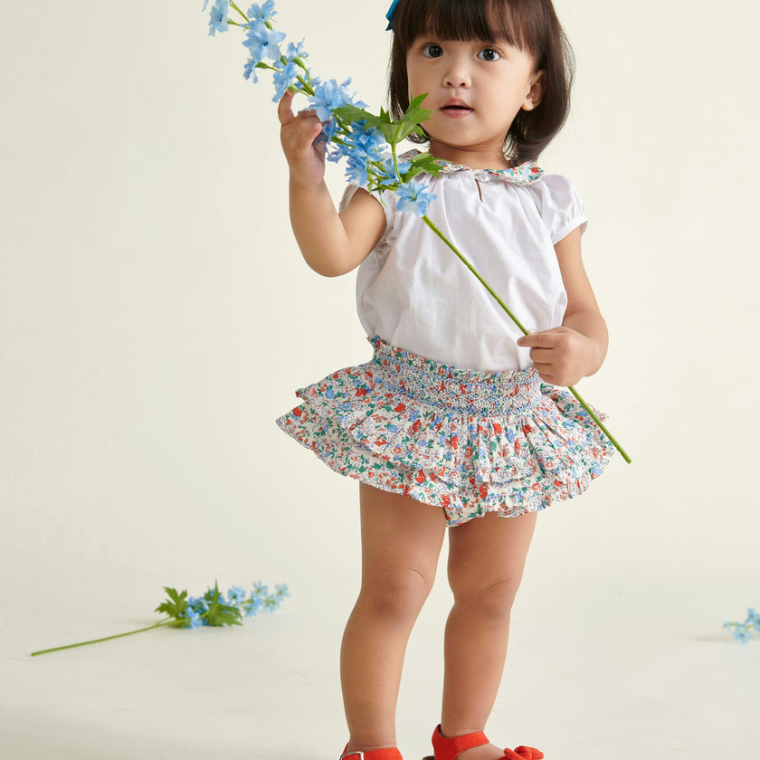 Hand-Smocked Baby Skort Bluebelle