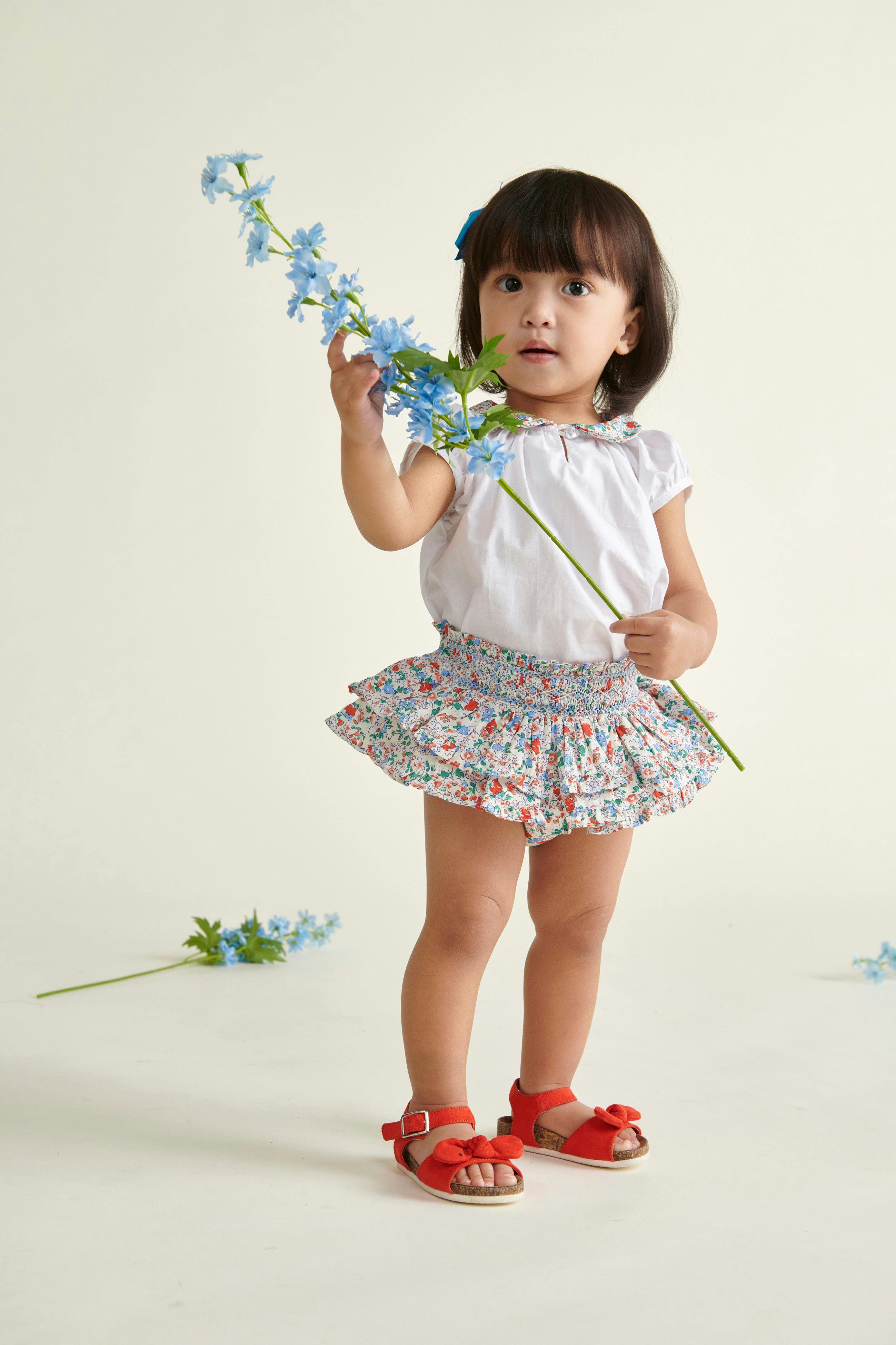 Hand-Smocked Baby Skort Bluebelle