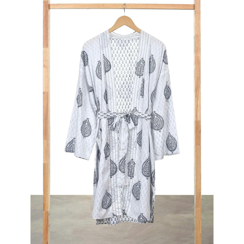 Block-Printed Cotton Women's Robe