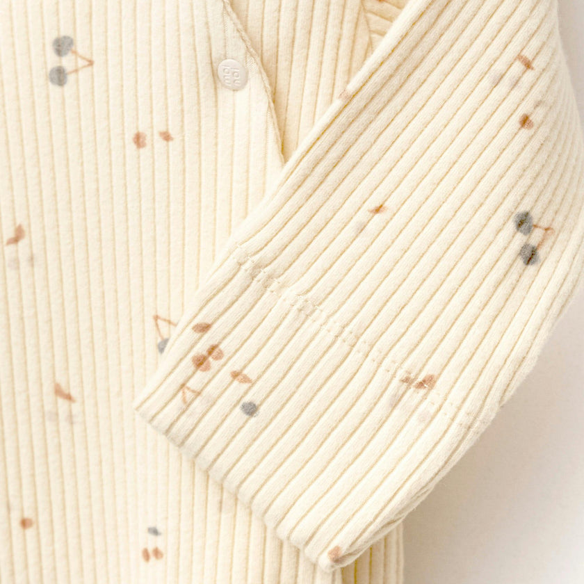 Cream Leaf Print Babygrow & Hat