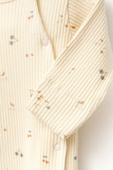 Cream Leaf Print Babygrow & Hat