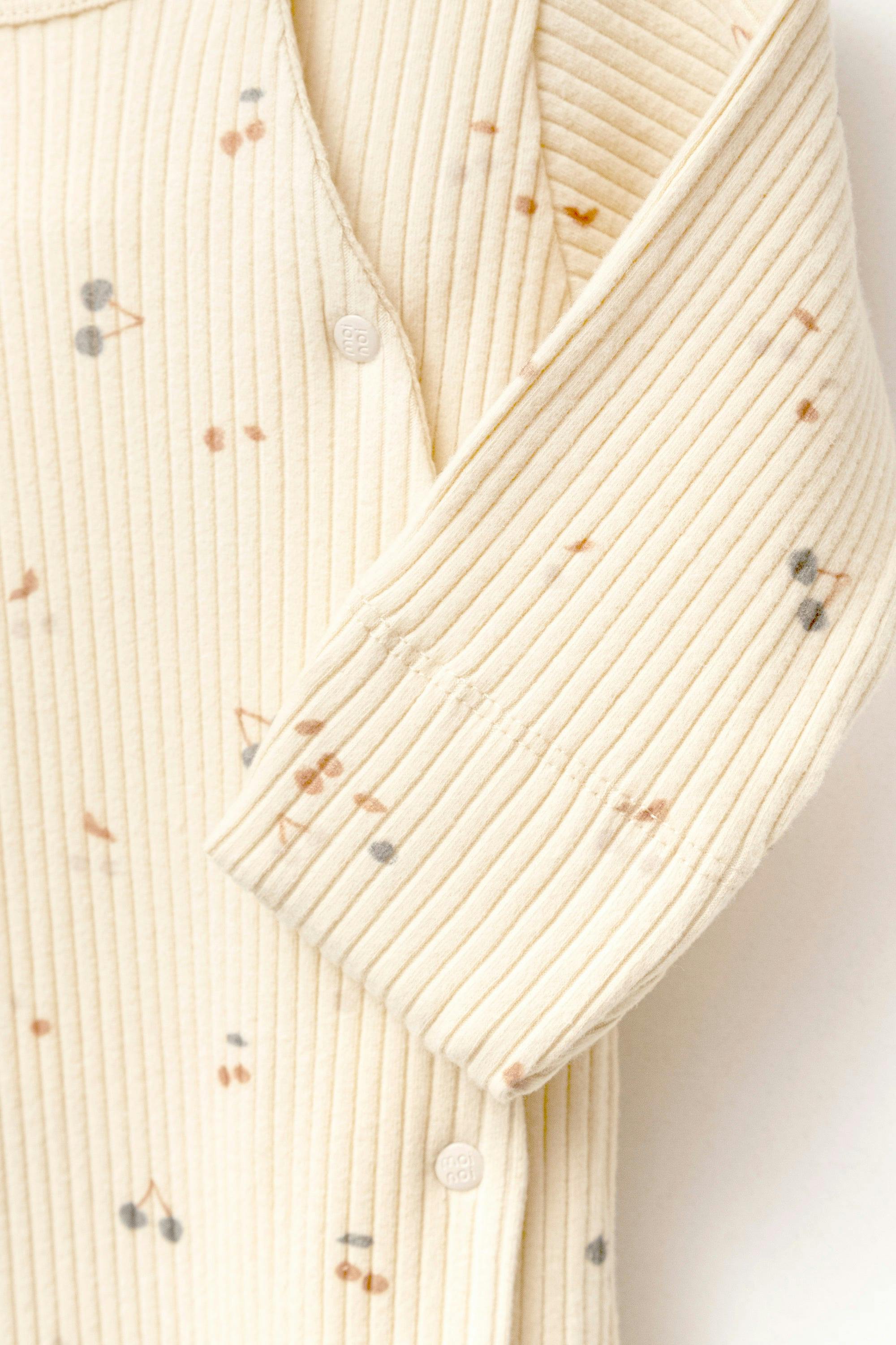 Cream Leaf Print Babygrow & Hat