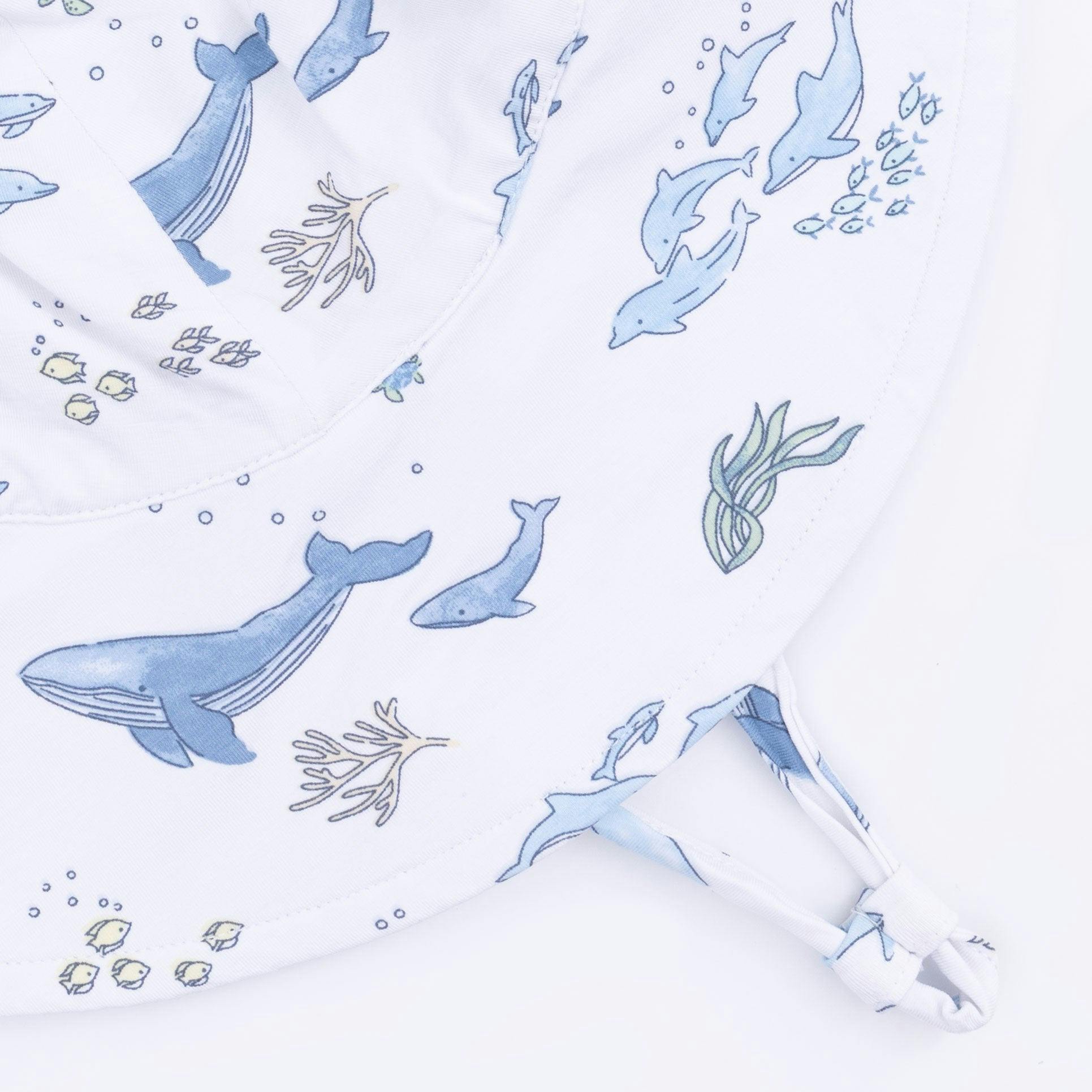 Watercolor Blue Whales - Wide Brim Sun Hat