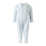 Pima Blue Teddy Smocked Footie