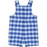Plaid Seersucker Shortall With Front Pocket