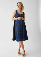 Sleeveless Chambray Maternity and Nursing Midi Dress